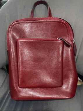HESHE Burgundy Leather Backpack